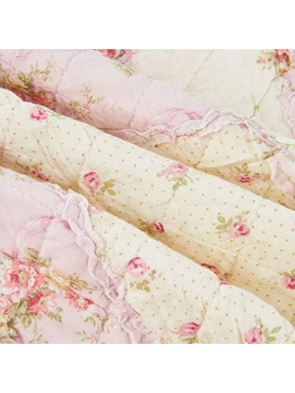 Reversible 100% Cotton Pink Floral Patchwork Quilt - Cozy Vintage Shabby Chic